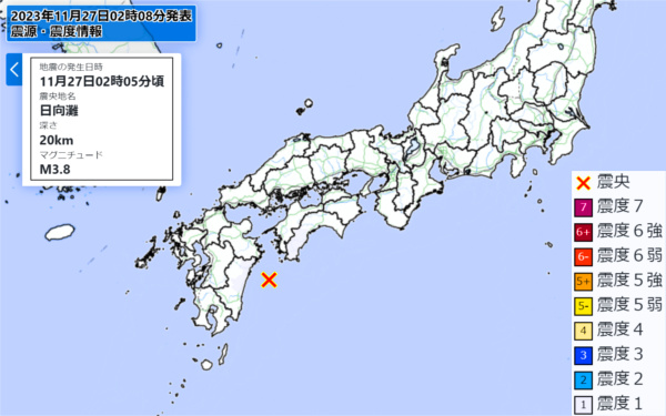 地震情報の画像