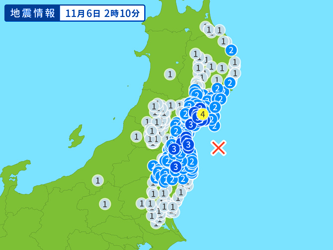 地震情報の画像